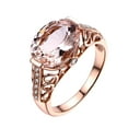 thumbnail image 1 of Women Ring Faux Morganite Hollow Out Jewelry Electroplating Long Lasting Finger Ring for Wedding, 1 of 8