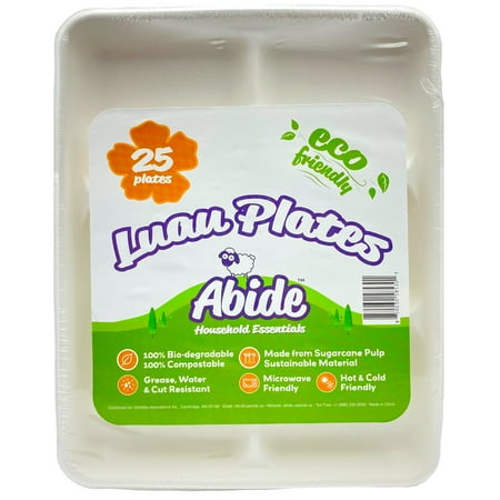 Abide Eco Compostable Luau Plates, 25CT