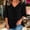 Black, variant on V Neck Blouses Women Tie Front Knot Tops Half Flutter Sleeve Shirts Casual Peplum Ruffle Hem Tees Flowy Loose Fit Babydoll T-Shirts Summer Cute Fashion Clothes