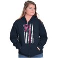 thumbnail image 4 of Breast Cancer Pink Line American Flag Womens Plus Size Graphic Zipper Hoodie Brisco Brands 4X, 4 of 5