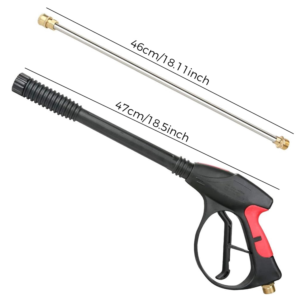 4000PSI Pressure Washer Gun with Extension Wand, High Power Washer Handle with M22-14mm, Car Wash Spray Gun +Extension Tube+7 Nozzle Kit