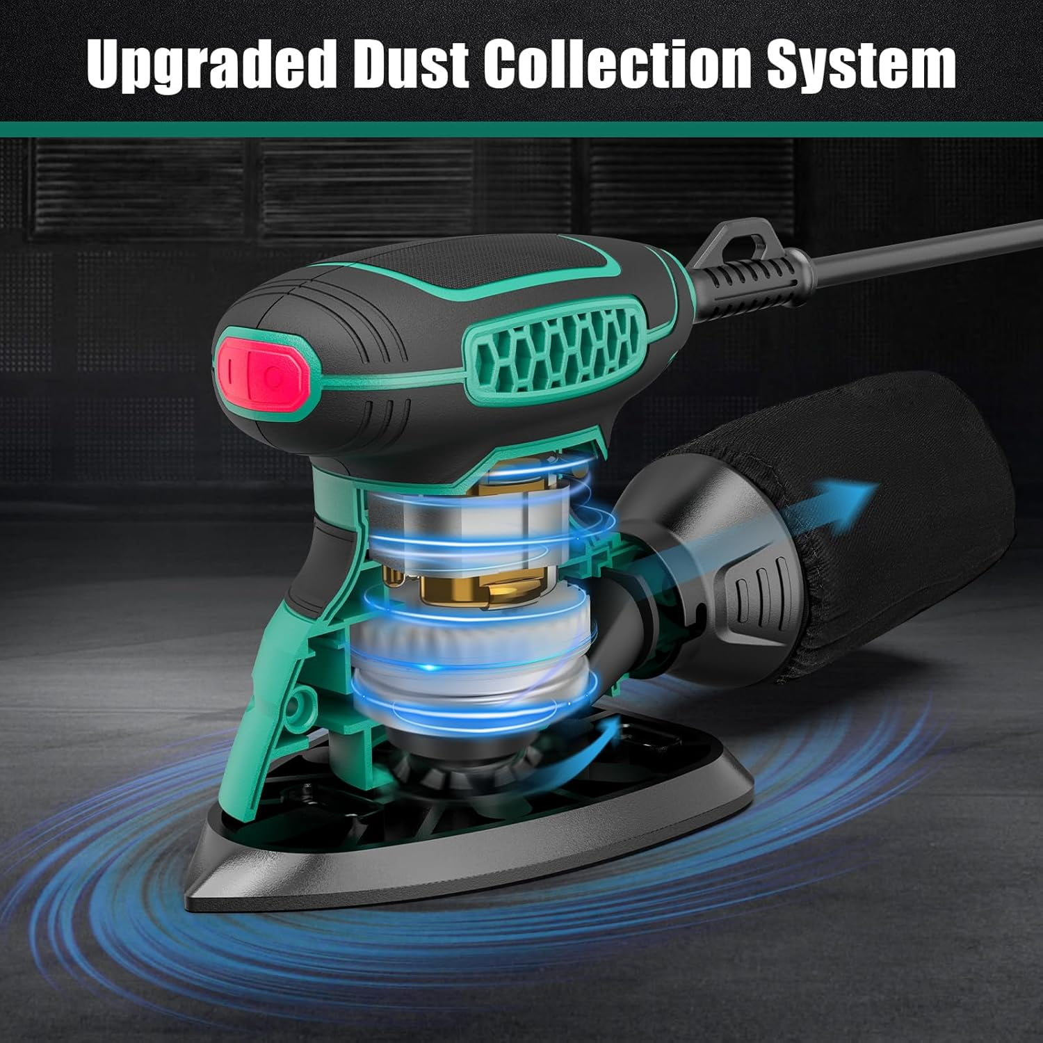 HYCHIKA Detail Sander, 13,000 Opm 1.2A Electric，with 12 Sandpapers & Dust Collection for Sanding & Polishing