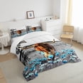 thumbnail image 4 of Longhorn Bull Bedding Set Garden Windmill Quilt King,Teal Jungle Flowers Comforter Set Farm Pinwheel Winnower Duvet Insert,Highland Cow Cattle Western Animals Country Rustic Home Decor, 4 of 5