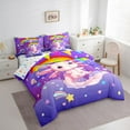 thumbnail image 3 of Manfei Cartoon Kawaii Axolotl 7-Piece Twin Bedding Sets,Purple Glitter Print Bedding Comforter Set,Galaxy Stars Fantasy Sheet Sets For Girls Teens,Ultra Soft Home Decor Reversible, 3 of 8