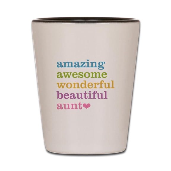 CafePress - Amazing Aunt - White/Black Shot Glass, Unique and Funny Shot Glass
