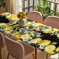 thumbnail image 3 of Yellow Lemons Table Cloths for 8 Foot Rectangle Tables, Summer Fruits Leaves Botanical Black Patio Waterproof Elastic Fitted Tablecloths, Washable Rectangular Table Cover for Camping, 3 of 8