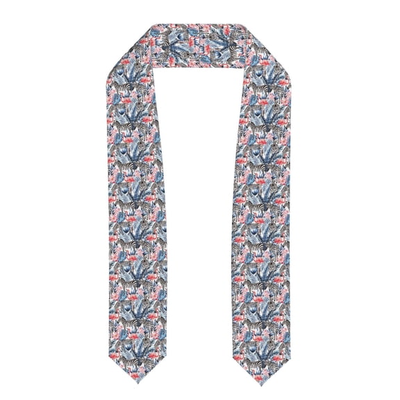 Fuzoiu Flamingo And Zebra Print Graduation Sash,Graduation Stole,Unisex Adult Graduation Stole Shawl 91" Long,for Academic Commencements Shawl-Flattened