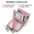 thumbnail image 2 of Small Women Wallet Genuine Leather RFID Blocking Bifold Zipper Pocket Card Holder with ID Window Houndstooth Pink, 2 of 7