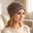 thumbnail image 3 of Chemo Turbans for Women Soft Solid Flower Hats pre Tied Slip on Head Scarves for Cancer Headcovering,One Size, 3 of 5