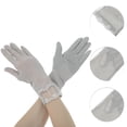 thumbnail image 2 of Unique Bargains 1 Pair Sunblock Mittens Leaf Sun Block Driving Gloves for Women Gray, 2 of 5