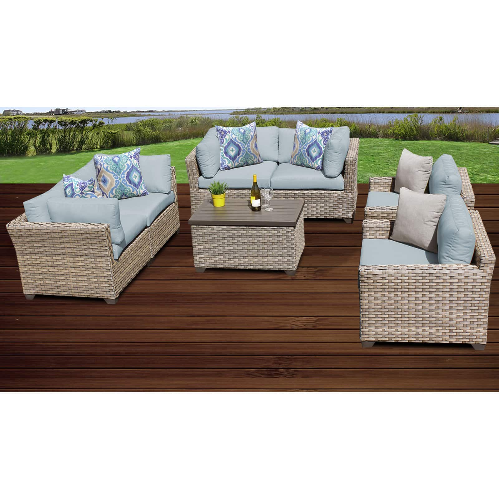 TK Classics Monterey Wicker 7 Piece Patio Conversation Set with Club Chair and 2 Sets of Cushion Covers - image 4 of 5