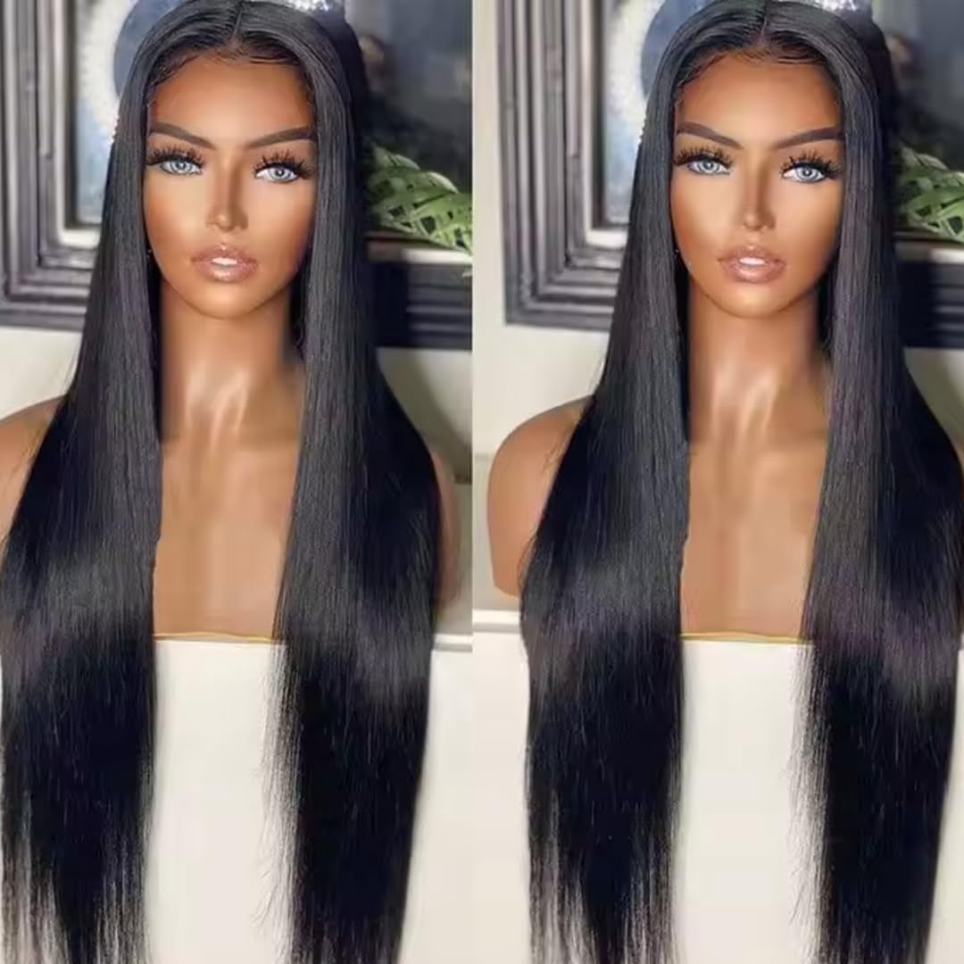 MM Straight Lace Front Wig 22-Inch – 13x4 HD Transparent Lace, 100% Brazilian Virgin Human Hair, Pre-Plucked with Baby Hair, 210% Density, Wet & Wavy Glueless Wig