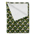 thumbnail image 2 of Alien Soft Flannel Fleece Throw Blanket, Sketch Style Portraits Dotted Background Space Crafts Transportation, Cozy Plush for Indoor and Outdoor Use, 70" x 90", Apple Green Eggshell, by Ambesonne, 2 of 5
