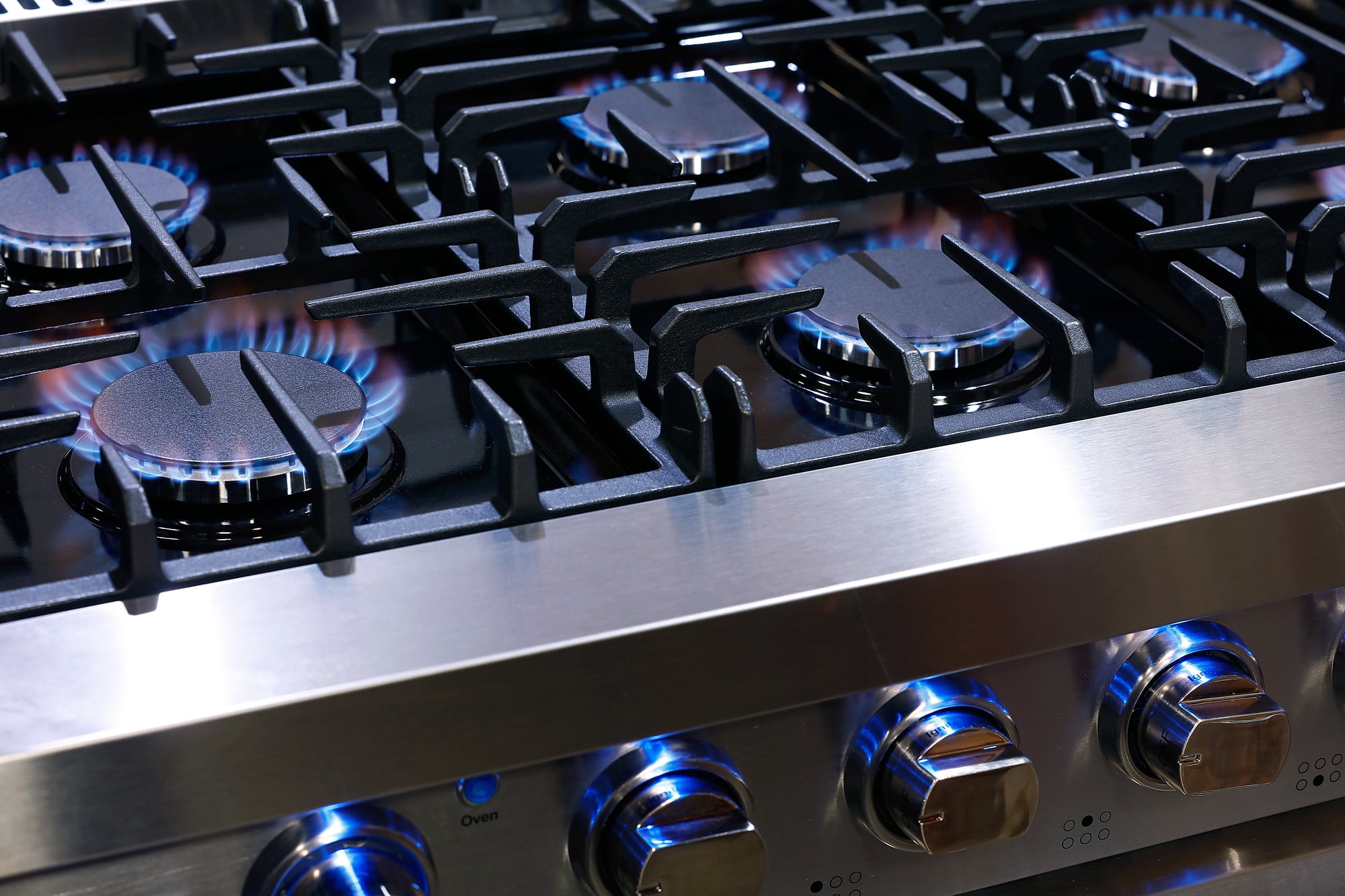 Cosmo 36 in. 6.0 cu. ft. Gas Range, 6 Burners, Convection Oven, Knob LEDs, Stainless Steel, Rose Gold Knob Kit