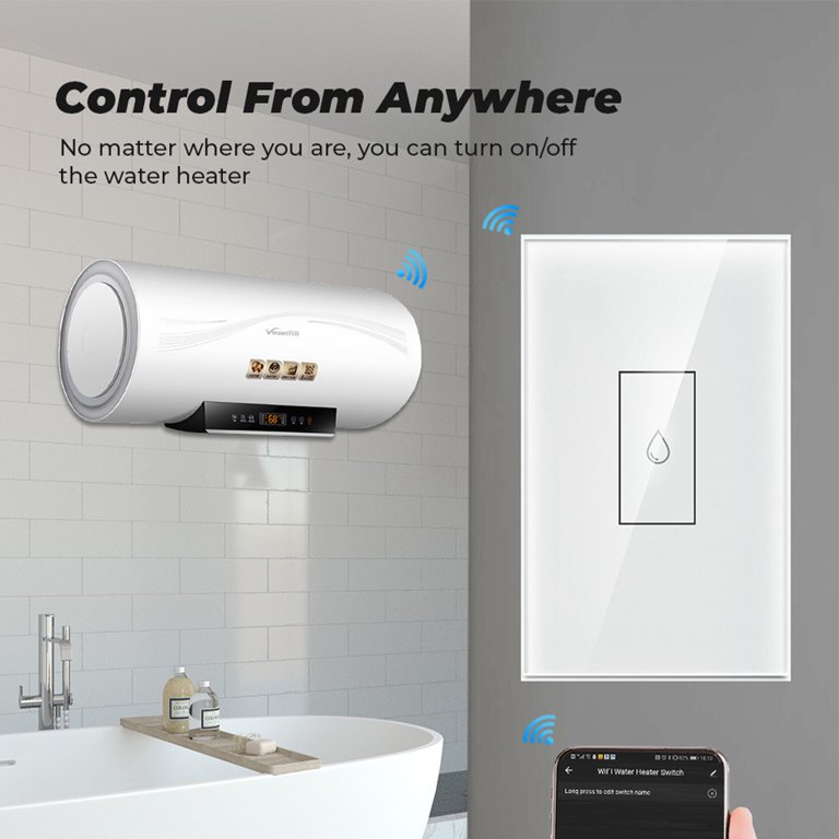 1111Fourone Water Boiler Smart Switch Home Water Heater Voice Control  Remote Control WiFi Switch, US, White - Walmart.com