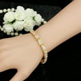 thumbnail image 3 of Luxury Square Tennis Chain Link Bracelet Bangle 18k Gold Plated CZ Bridal Girls, 3 of 6