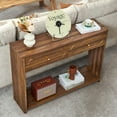 thumbnail image 6 of Wirrytor Walnut Console Table with 2 Drawers for Entryway, Modern Sofa Table for Living Room, Narrow Sofa Table with Open Storage Shelf, Hallway Table and Couch Table Behind Sofa, 6 of 26