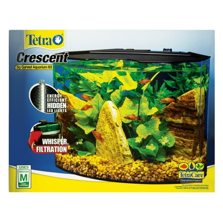 Tetra Crescent Acrylic Aquarium Kit 5 Gallons, Curved-Front Tank with LEDs