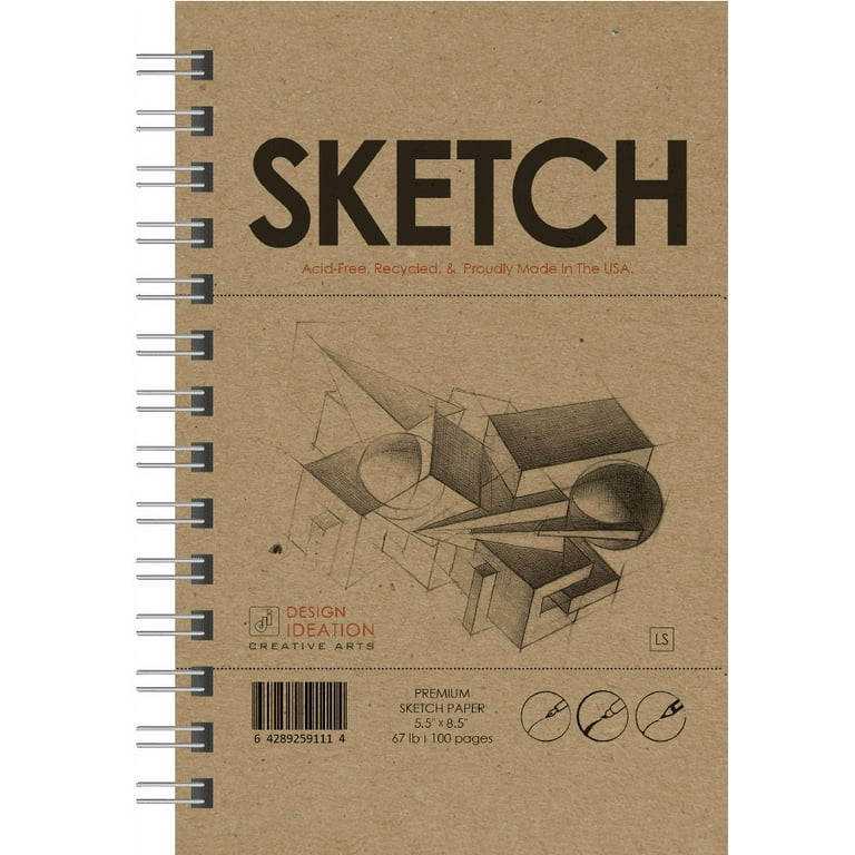 Grid Sketchbook. Spiral Bound Journal Style Sketchbook for Pencil, Ink,  Marker, Charcoal and Watercolor Paints. Art, Design and Education. (8.5 x