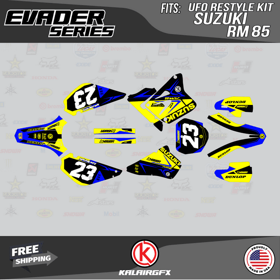 Kalair GFX Graphics Kit for Suzuki RM85 UFO RESTYLED(2005 ) Evader Series