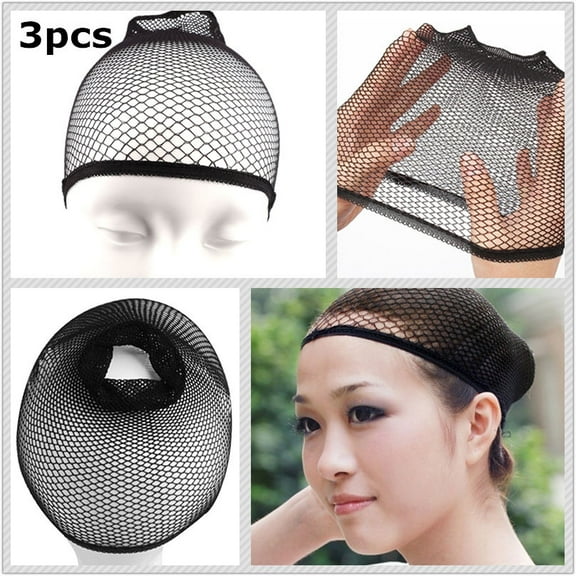 HOOWIFFY 3Pcs Protective Wrapping Hair Net for Daily Use Easy to Wash Hair Collection Black