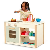 Battat Two n' One Wooden Kitchen Café with Dishes and Chalkboard, Toddler and Preschool Toys
