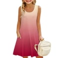 thumbnail image 2 of Girls' Summer Dress Kids 2025 Sleeveless Gradient Sundress with Pockets Casual Summer Dress for Kids Ages 4-12 ,Sie:120, 2 of 8
