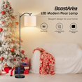 thumbnail image 2 of Lampara de pie BoostArea B1301 LED arqueada moderna con pantalla de lino y base E26, 2 of 5