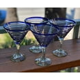 thumbnail image 4 of Dos Sueños Mexican Blown Glass – 4 Hand Blown Margarita Glasses Blue Spiral (12 oz), 4 of 6