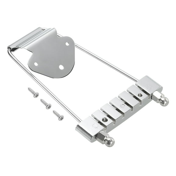 6 String Guitar Trapeze Tailpiece Bridge for Jazz Acoustic Guitar Replacement Silver