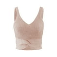 thumbnail image 3 of Gibobby Camiseta de verano para mujer, camiseta Sexy de punto cruzado de Color sólido para vacaciones, camiseta sin mangas de punto de lana con cuello en V, Top diario(Rosa,G), 3 of 5