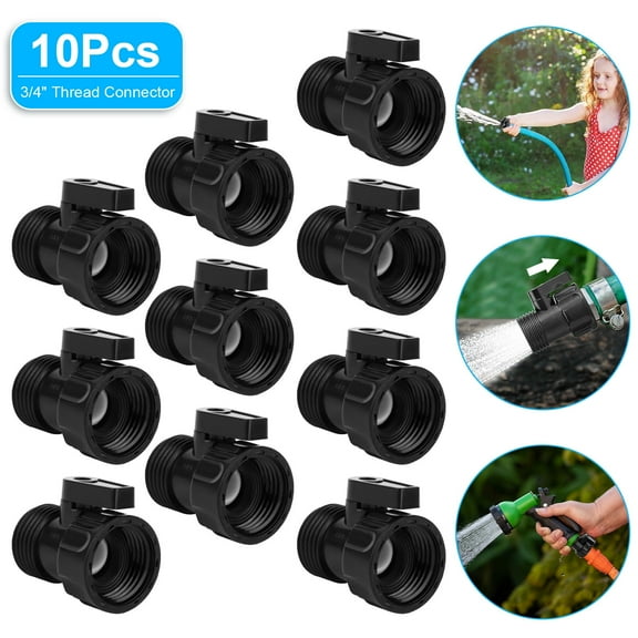 10pcs Garden Expandable Hose Repair Kit - 3/4'' Garden Hose Shut Off Valve, Water Shut Off Ball Valve Thread Connector Coupling for Telescopic Water Pipe Water Gun Valve Control