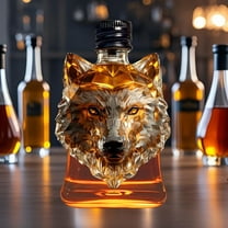 Wolf Head Whiskey Decanter 8.5oz Borosilicate Glass - Novelty Liquor Dispenser with Stopper Home Bar Decor Gift Idea(Clear)