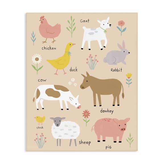 Stupell Industries Cottage Baby Farm Friends Canvas Art, 16 x 20, by Nina Seven