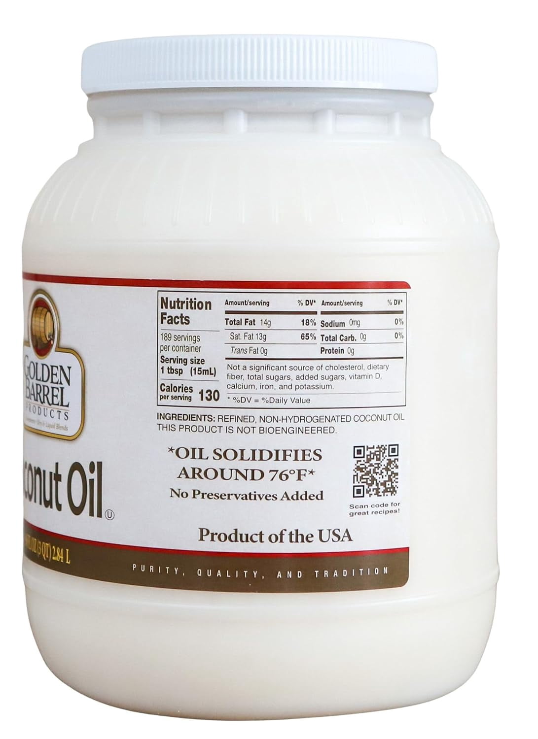 Golden Barrel 96 oz. (6 lb.) Coconut Oil