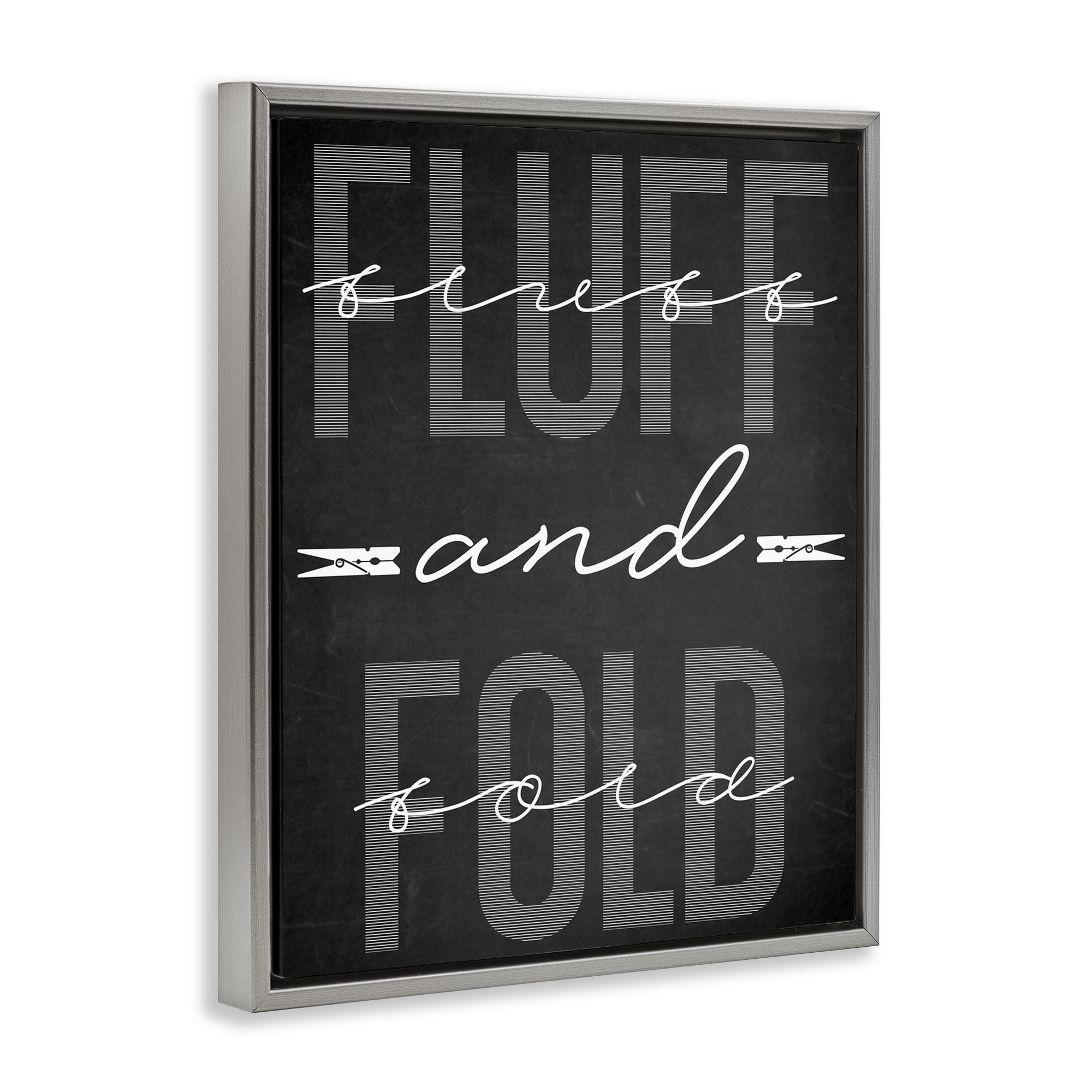 Fluff & Fold Black Minimal Gray Framed Floater Canvas Wall Art, design by Marcus Prime
