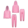 thumbnail image 3 of Vxuxlje Kids 2 Piece Sport Tracksuit Boys Girls Long Sleeve Drawstring Hoodie Sweatshirt with Jogger Pink 140, 3 of 9