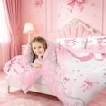 thumbnail image 3 of meiyoeat Ribbon Bow Initial B Twin Comforter Sets,Pink Glitter Print Monogram Art Bedding Set For Girl,Pink Reversible,2-Piece,1 Comforter and 1 Pillowcase, 3 of 7