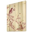 thumbnail image 2 of Designart 'Beautiful Pink Birds Sitting On Flowering Branches' Traditional Print on Natural Pine Wood, 2 of 5