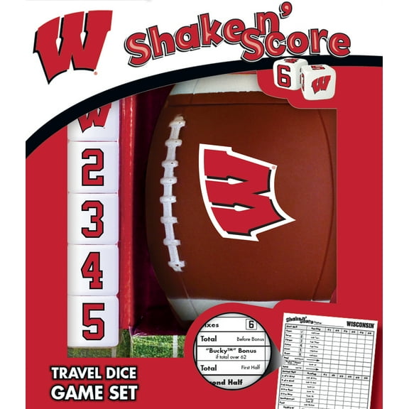 MasterPieces Officially Licensed NCAA Wisconsin Badgers Shake N' Score Dice Game for Age 6 and Up