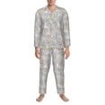 thumbnail image 3 of Naloa Daisies Flowers Men’s Pajamas Set - Long Sleeve Button Down Sleep Shirt and Pajama Bottoms Sleepwear Set-, 3 of 7