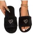 thumbnail image 4 of uublik Sleepers Womens Fuzzy Slippers Indoor Home Slippers House Slippers Open-Toe Breathable Winter Indoor Slippers, Black, 4 of 5
