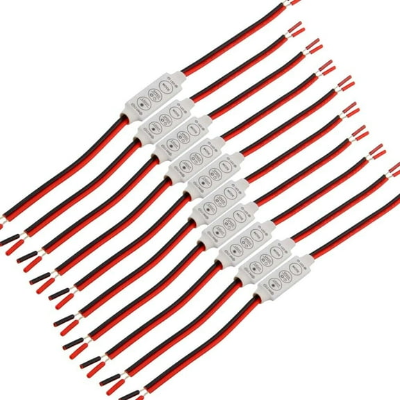 Low-profile Inline Controller Dimmer Switch for Single Color LED Strip Light 10pcs