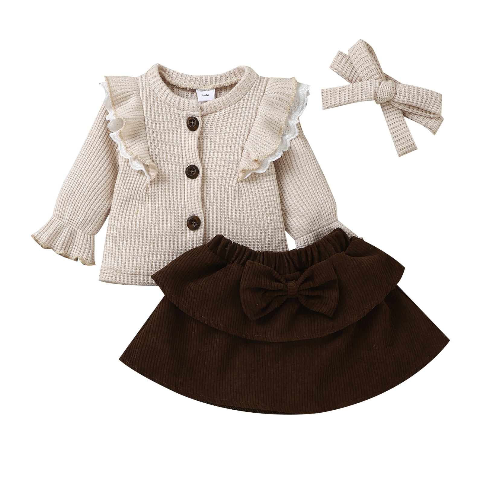 Black+White, 12-18 Months Lefyira Baby Girl Stripe Top Blouse Autumn Ruffle Sleeve Shirt Casual Clothes