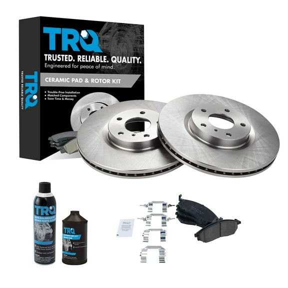 TRQ Front Premium Posi Ceramic Brake Pad & Rotor Kit w/Chemicals for Infiniti BKA17074