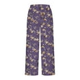 thumbnail image 4 of Womens Wide Leg Palazzo Lounge Pants with Pockets Fashion Printed Drawstring Elastic Waist Split Loose Sweatpants (L, Purple 02), 4 of 8