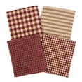 thumbnail image 2 of Primitive Red Assorted Plaid Gingham Homespun Cotton Fabric Bundle - Set of 4 Fat Quarters by JCS, 2 of 7