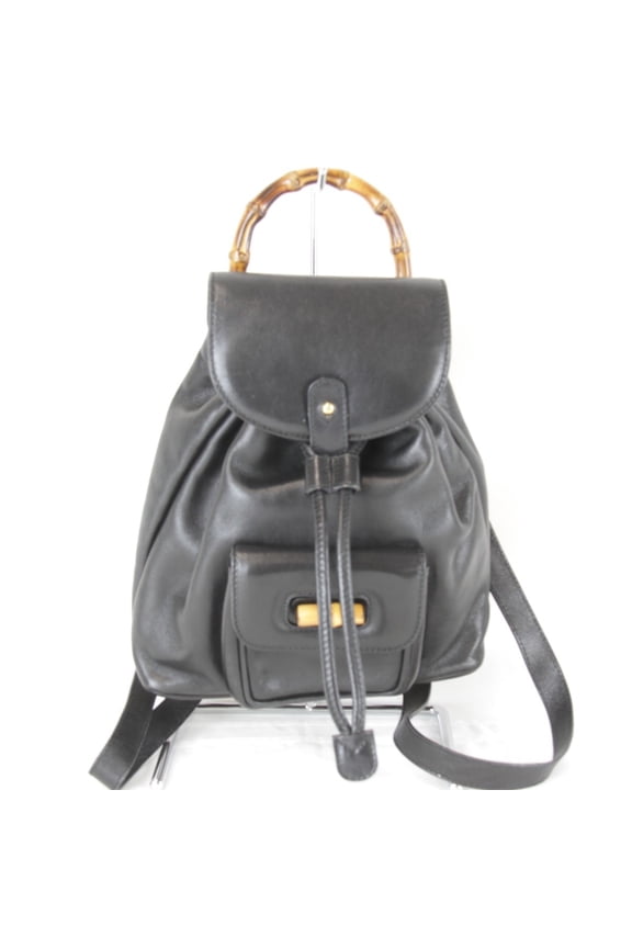 Pre-Owned GUCCI Bamboo Mini Backpack 003/1705/0030, Black Leather, Women's, Size,... (Good)