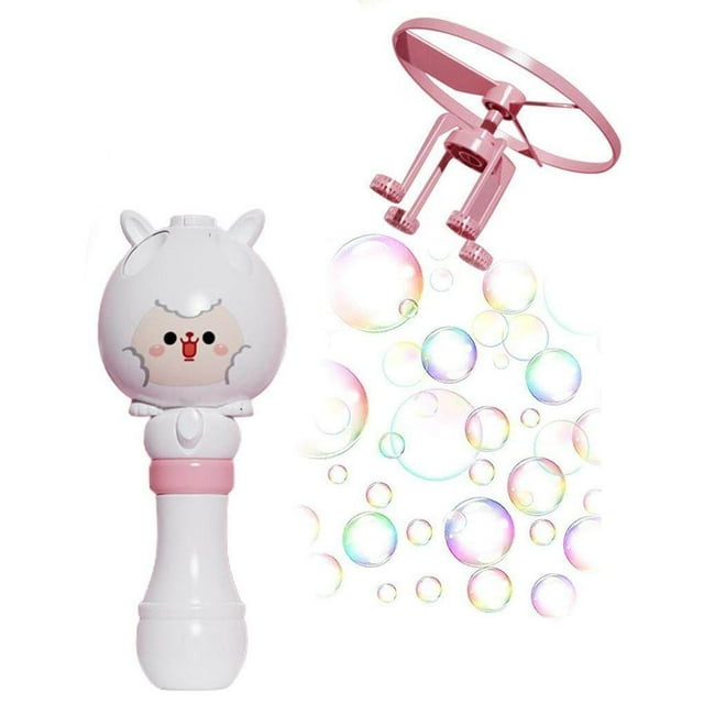 Machine à Bulles en Bambou Volant Libellule Machine à Bulles Portable pour Enfants Mignonne Blanche