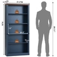 thumbnail image 4 of Buildhom 2pc 70" Tall Farmhouse Bookshelf, 5-Tier Solid Wood Bookcase with Adjustable Shelves for Living Room & Office, Blue, 4 of 8